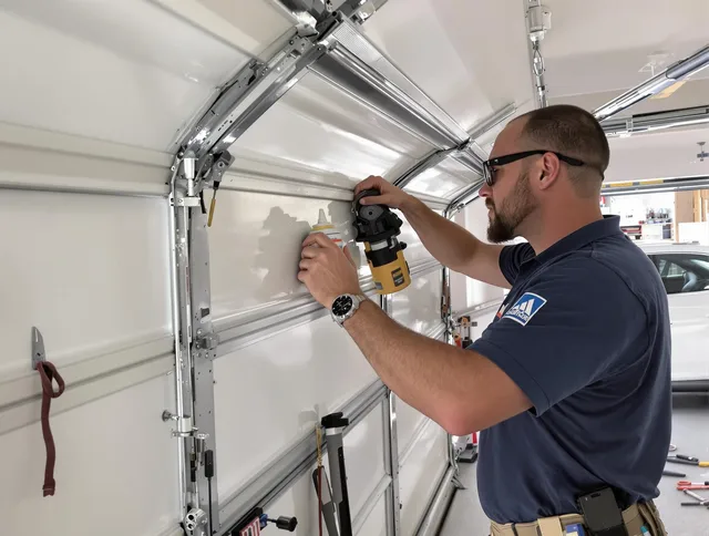 Aurora Garage Door Repair technician quieting a noisy garage door in Aurora